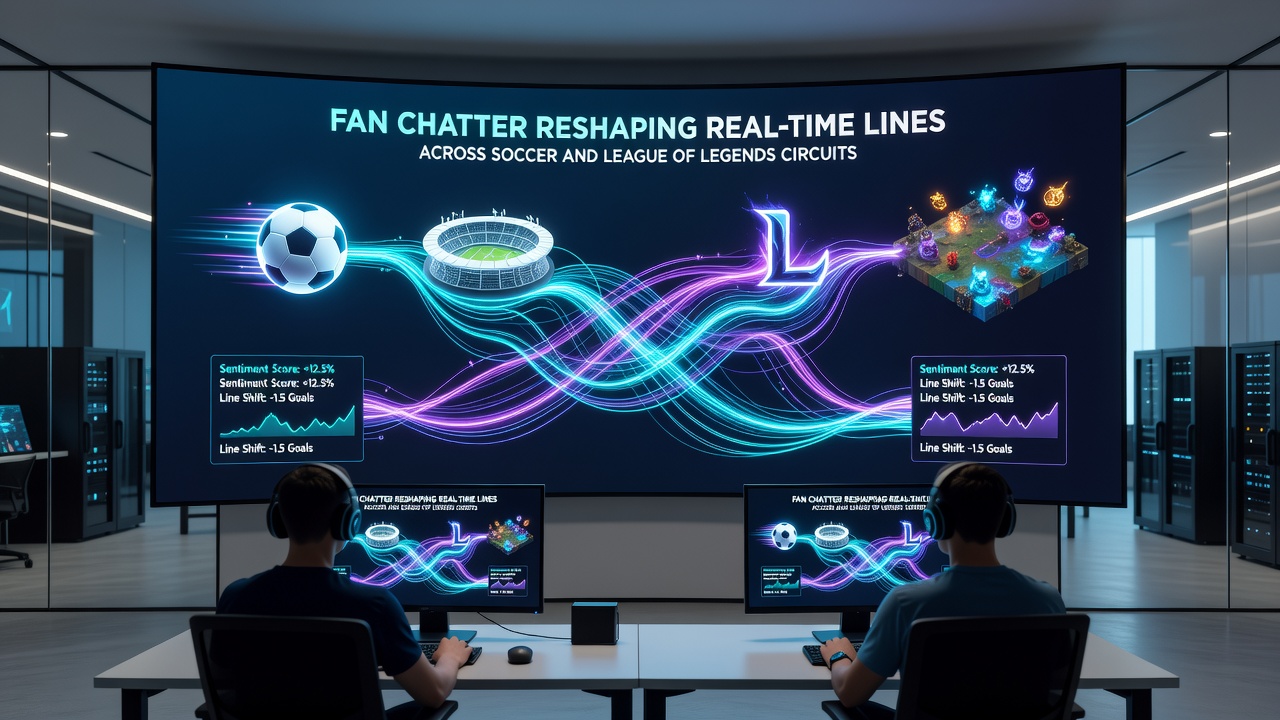 Darstellung von Echtzeit-Datenströmen und Quotenänderungen während eines League of Legends Matches mit Fan-Interaktionen